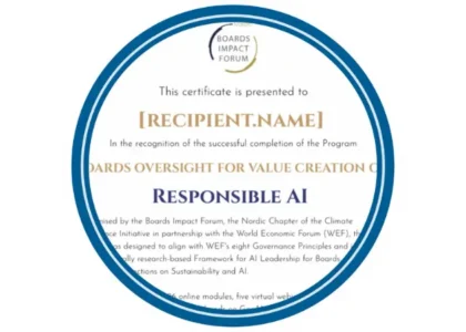 Certification from Boards Oversight of Responsible AI for Value Creation from Q4 2025